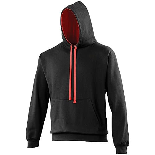 Image of AWDis Men's Varsity Hoodie, Multicoloured (Jet Black/Fire Red), X-Large