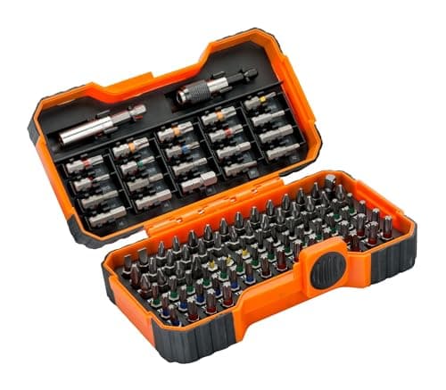 Image of Bahco 59/S100BC 100 pcs bit set for Slotted, Phillips, Pozidriv, Hexagon, Robertson and coloured TORX®,TORX® Tamper, head screws