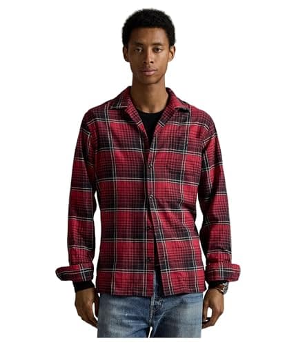 Image of POLO RALPH LAUREN Men's Classic Fit Plaid Performance Camp Shirt, 6985a Red/Black Multicolor, Medium