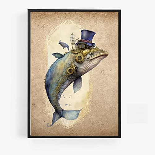 Image of Steam punk steampunk fish salmon Print Picture Poster hipster dapper vinatge style A4 UNFRAMED wall art Home decor Decorating gift