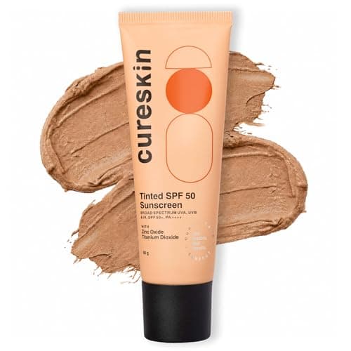 Image of Cureskin Mineral Sunscreen Matte Finish Tinted SPF 50 PA++++ | Broad Spectrum Sun (UVA/UVB/IR) Protection with Titanium Dioxide, 50 g (Pack of 1)