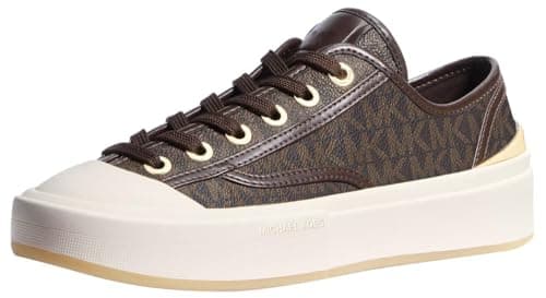 Image of Michael Kors Women's Jude Lace Up Sneaker, Brown, 3 UK