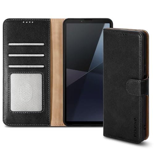 Image of PIXFAB for Sony Xperia 10 VI Case - Leather Wallet Phone Case, Magnetic Book Flip Folio Cover [Card Slots] and [Kickstand] Case Compatible with Sony Xperia 10 VI - Black