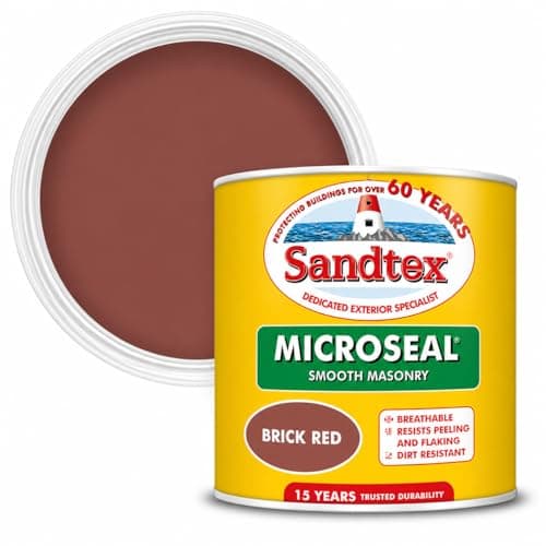 Image of Sandtex Smooth Masonry Paint - Brick Red - 1L | Ultra Smooth Finish for Exterior Walls, Brick, and Concrete | Long-Lasting, Dirt-Resistant & Weatherproof Masonry Coating |