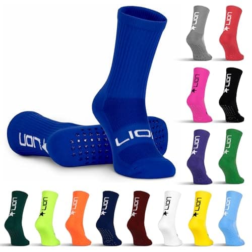 Image of LION SPORTSWEAR Football Grip Socks For Men/Women/Kids - Variety Of Colours To Match Your Team Kit & Sleeve Socks (UK, Alpha, L, Royal Blue)