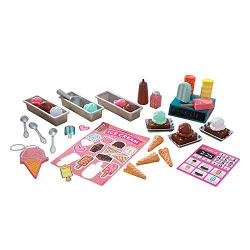 Image of KidKraft Ice Cream Shop Playset with Ice Cream Scoops, Brownies and Magnets, Ice Cream Toys for Kids, Accessory for Kids' Kitchen, Play Kitchen Accessories, Kids' Toys, 53539