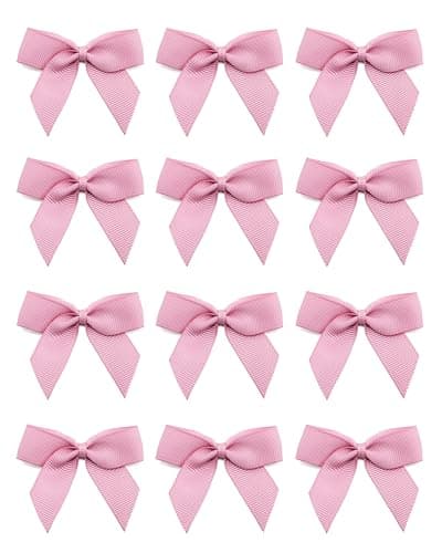 Image of Italian Options Small Grosgrain Ribbon Bows, Self Adhesive Bows for Crafting, Gifts, Sewing, Hair Bow, Wedding Stationery, Floristry, Cakes, Crafts, Decorations, Antique Pink, 12 Pack, 5cm