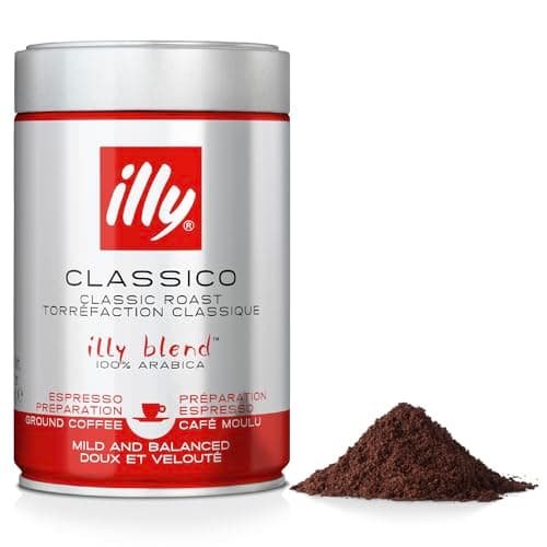 Image of illy Classico Ground Coffee, Medium Roast, 100% Arabica, Suitable for Espresso, Moka Pot, Cafetiere & Filter Coffee, 250g Tin
