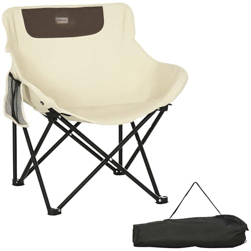 Image of Outsunny Camping Chair, Lightweight Folding Chair with Carrying Bag and Storage Pocket, Perfect for Festivals, Fishing, Beach and Hiking, White