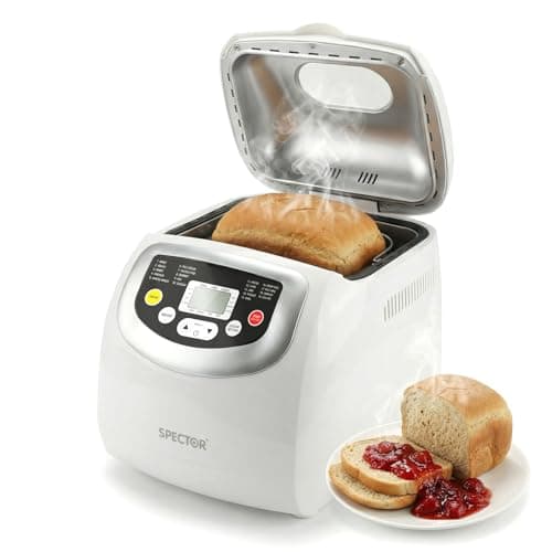 Image of Spector Bread Maker Machine, 2lb Capacity, 3 Loaf Sizes (500g/750g/1000g), 600W Automatic Breadmaker with 15-Hour Delay Timer, 60-Min Keep Warm, 3 Crust Settings, Non-Stick Pan, Gluten-Free, Sourdough
