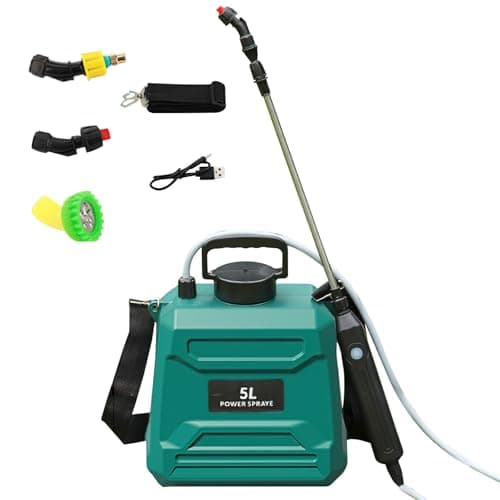 Image of Battery Powered Sprayer 5L/8L,Upgrade Electric Garden Sprayer with Mist Nozzle,USB Rechargeable Handle and Retractable Wand, Adjustable Shoulder Strap,For Lawn, Garden (5L-Green)