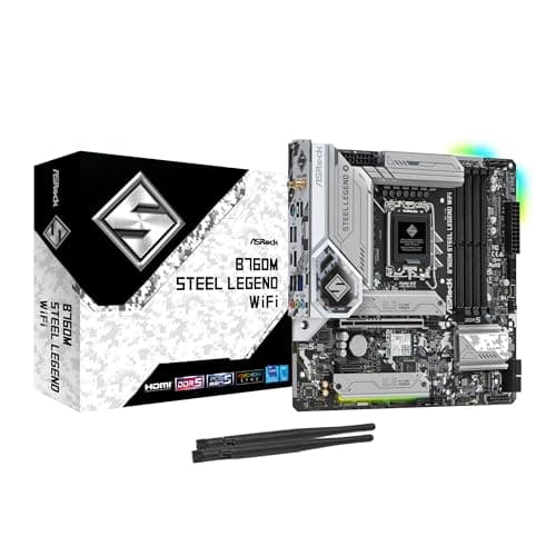 Image of Asrock B760M STEEL LEGEND WIFI, Intel B760, 1700, Micro ATX, 4 DDR5, HDMI, DP, eDP, Wi-Fi 6E, 2.5G LAN, PCIe5, 3x M.2, RGB