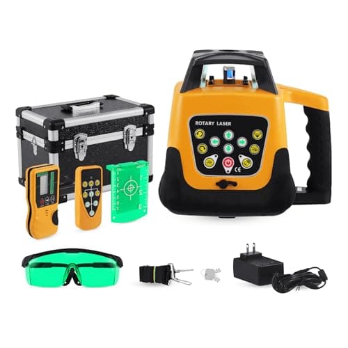 Image of TRY-YEAN Automatic Rotary Laser Level Green Beam Self-Leveling Vertical Horizontal Laser Level Kit Measuring Range 500M w/Remote Control + Receiver, Leveling Transit Laser Level for Construction