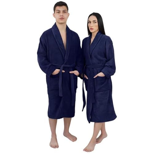 Image of Graphic Impact Unisex Bathrobe Towelling Super Soft Bath Wrap Housecoat Spa Gym Shawl 100% Egyptian Cotton Terry Plain Bathrobe(NavyBlue, L-XL)