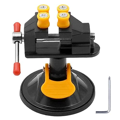 Image of Universal Mini Table Bench Screw Clamp Engraving Table Vice 360 Rotatable Adjustable Vise Suction Cup Base for Jewelry Watch Walnut