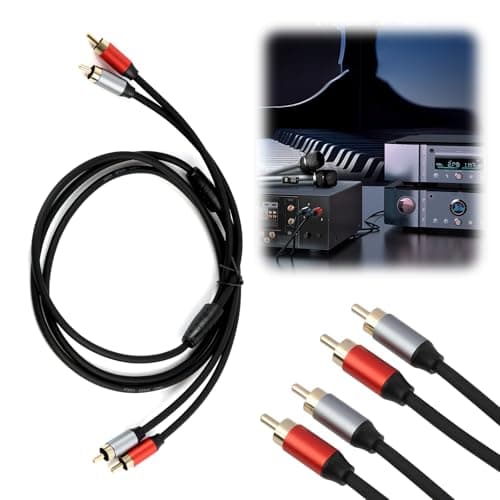 Image of CeoxThao 2RCA to 2RCA Cable 1.5M - Gold-Plated 2 RCA Male to 2 RCA Male Stereo Audio Cable, Phono to Phono Cable, Rca Leads, For Home Theater, HDTV, Hi-Fi Systems, Flexible for Enhanced Audio Quality
