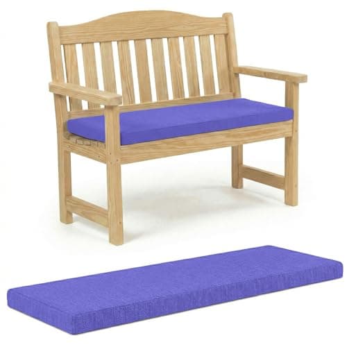 Image of 100% Waterproof Garden Bench Cushion 2/3/4 Seater Outdoor Long Bench Seat Pad for Lawn & Garden, Patio, Office, Coffee Shop with Removable Cover (2 Seater 108cm x 45cm x 5cm, Purple)