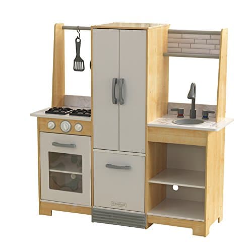 Image of KidKraft Modern-Day Toy Kitchen, Wooden Play Kitchen with Cooking Accessories, Kids' Kitchen set with marble-style countertop, Kids' Toys, 53423
