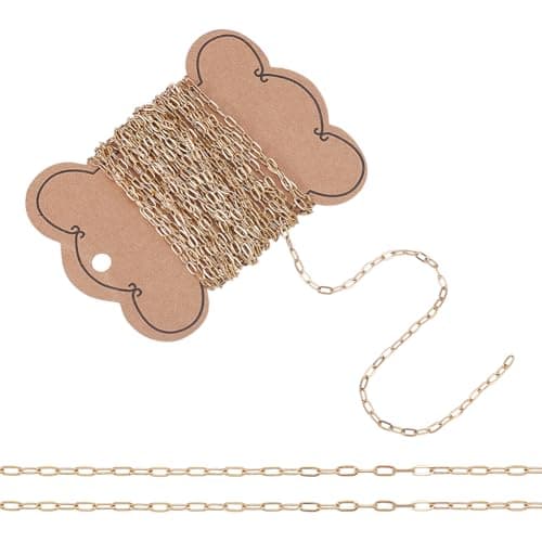 Image of UNICRAFTALE 5m/16.4 Feet Necklace Chains for Jewelry Making Stainless Steel Paperclip Chains Golden Soldered Necklaces Coreana Chains Metal Necklace Bracelet Chain for Women Men DIY Jewelry Making