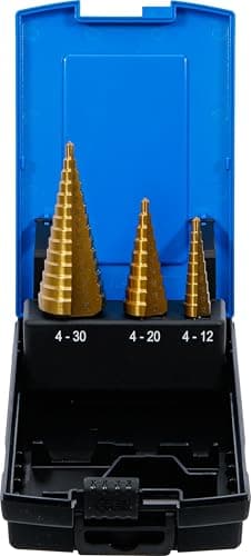 Image of BGS 1624 | Step Drill Set | titanium-nitrided | Ø 4 - 30 mm | 3 pcs.