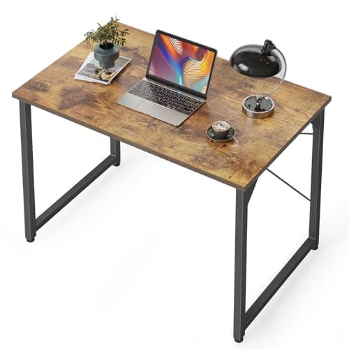 Image of CubiCubi Computer Desk 80 x 40 x 75 cm Home Office Laptop Desk Study Writing Table, Modern Simple Style, Rustic Brown