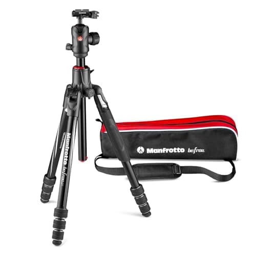 Image of Manfrotto Befree GT XPRO Aluminium Camera Tripod, 496 Centre Ball Head, Twist Lock System, 90 Degree Column, 200PL-PRO Plate, for DSLRs, CSC, Mirrorless, Macro photography, MKBFRA4GTXP-BH