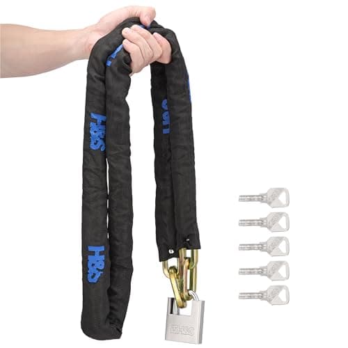 Image of H&S Heavy Duty Motorbike Lock with Padlock | 10mm x 2m | Motorcycle Lock with Security Chain | 2m Bike Locks High Security | Strong Chain & Padlock | Moped Cycle locks (10mm Dia x 2000mm Length)