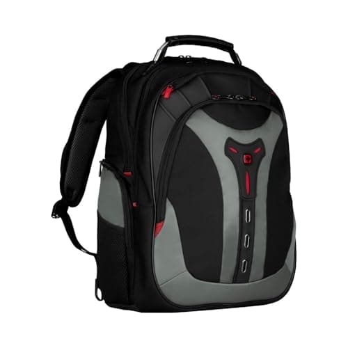 Image of Wenger Pegasus 17‑Inch Laptop Backpack with Triple‑Protect Padded Laptop & Tablet Compartments, Essentials Organizer, Airflow Back Padding, Pass‑Thru Trolley Sleeve, Black/Grey
