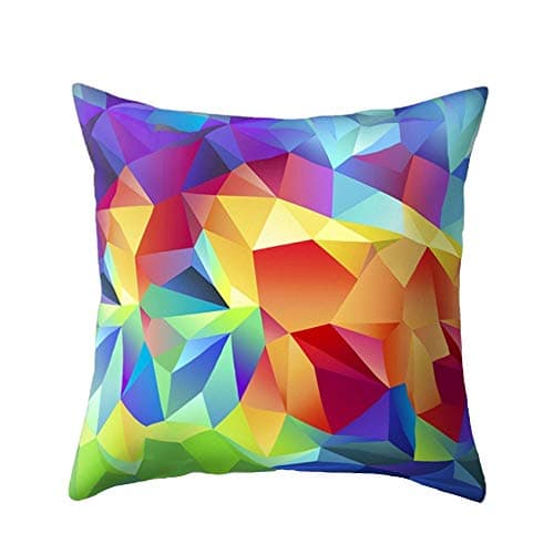 Image of Zodiark Cushion Cover with Vivid Rainbow Multi Colour Print Patterns 45x45cm (Diamond Shapes)