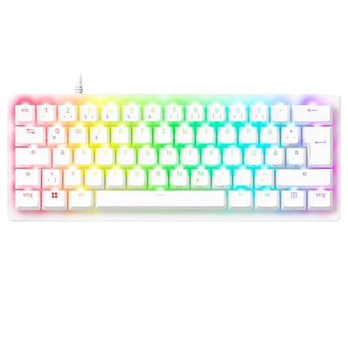 Image of Razer Huntsman V3 Pro Mini - Analogue Optical E-Sport Keyboard 60% Format - Snap Tap - Rapid Trigger - Multi-Purpose Modifier Keys - Doubleshot PBT Keycaps - QWERTZ DE Layout | White