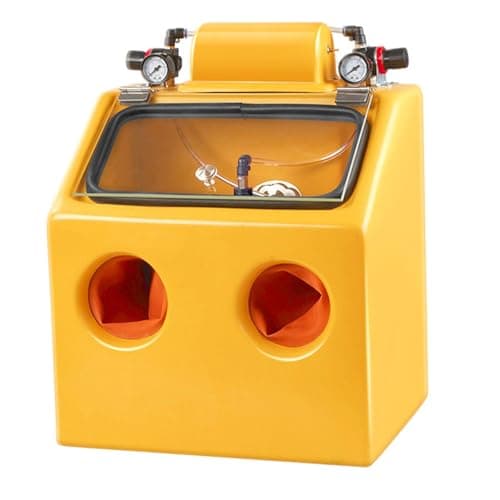 Image of Sand Blaster Cabinet, Heavy Duty Wet and Dry Sandblaster for Parts Processing, Stable Air Pressure, Adjustable, Two-Hand Operations, Bench Top Blaster with Lighting for Even Sandblasting