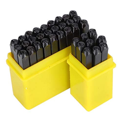 Image of Number Letter Alphabet Punch, 36Pcs Carbon Steel Pin Punch Set Heavy Duty Punch Tool Set Metal Stamping Tool Kit for Metal Leather, with Handy Storage Box(5mm)
