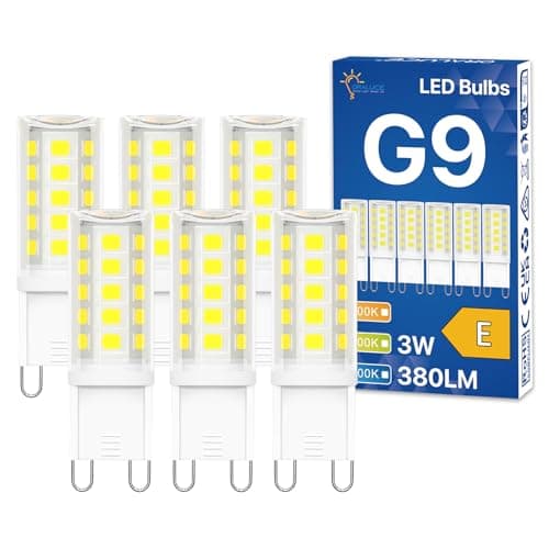 Image of ORALUCE G9 LED Bulbs Cool White 3W 6000K, Equivalent to 30-40W Halogen, G9 Bulb 380 LM AC 220-240V, No Flicker Non-Dimmable, Light Bulbs Pin for Home Lighting Decor, 6 Packs