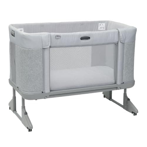 Image of Chicco Next2Me Forever Bedside Crib & Cot, Suitable from Birth up to 4 Years with 11 Adjustable Height Positions, One-hand Opening, Becomes a Toddler Floor Bed, Ash Grey
