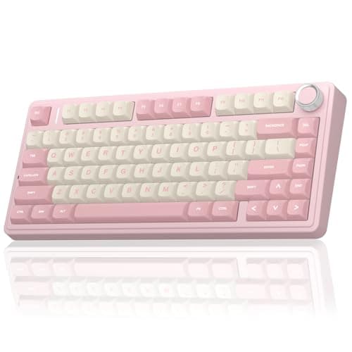 Image of AULA F75 75% Wireless Mechanical Keyboard,2.4Ghz/Type-C/BT5.0 Gaming Keyboards,Advanced Structure,RGB Backlight,Creamy Sound,Hot Swappable Custom Keyboard for PC/Mac (Pink White)