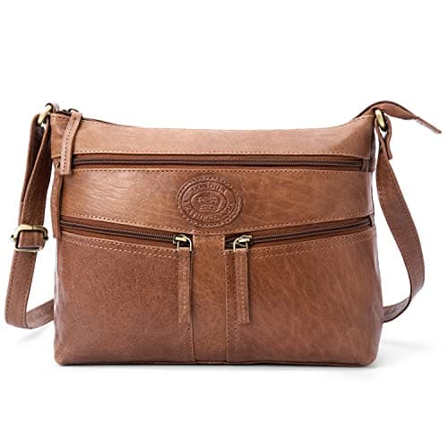 Image of Woodland Leathers 100% Genuine Leather Women's Hobos & Shoulder Bags Designer Retro Vintage Style Slouch Bag And Multi Pocket Handbags For Women Lightweight Cross-body Bags (Tan)