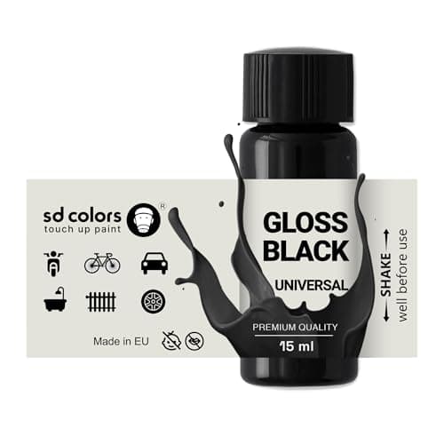 Image of SD COLORS TOUCH UP PAINT UNIVERSAL GLOSS BLACK 15ml for Repair Stone Chips Scratches Car Moto Scooter Alloy wheels