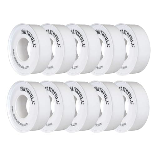 Image of Faithfull TAPEPTF10 12 m x 12 mm White PTFE Tape Pack of 10 Rolls