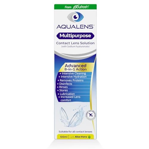 Image of Aqualens Contact Lens Solution · in-Flight Pack · 100ml · Travel Size · Complete Contact Lens Care for Travel · Multipurpose · with Sodium Hyaluronate