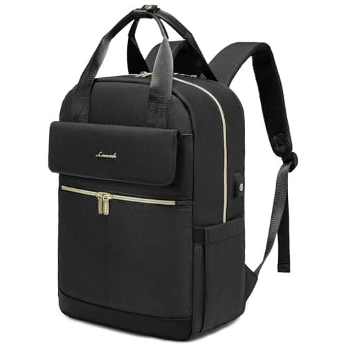 Image of LOVEVOOK Laptop Backpack for Women, 15.6 Inch Fashion Rucksack Bag for Womens, Lightweight School Bag Travel Backpack with USB Port, Casual Daypacks Back Pack for School College Work, Black