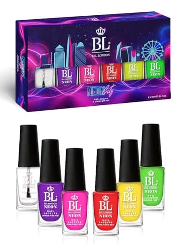 Image of BEL London Neon Nail Polish Set - 6 Pack Nail Varnish Set with Neon Nail Polish Colors - Quick Dry & Long Lasting
