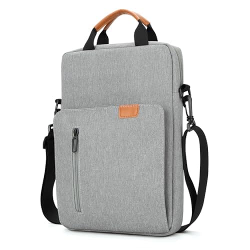 Image of jooeer 14 Inch Laptop Sleeve Case Waterproof Polyester Shoulder Bag Compatible with 14” MacBook Pro M4/M3/M2/M1 2024-2021 Chromebook Notebook, Grey