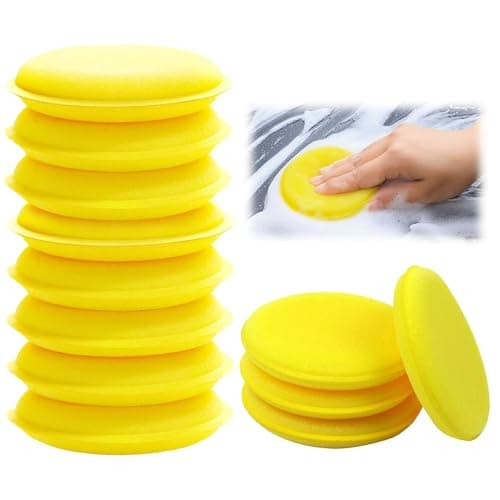 Image of YHQZ 12 Pcs Polish Soft Foam Applicator Pads,Car Polishing Pads,Soft Round Car Wash Cleaning Sponge,Practical Car Polishing Sponge Wax Applicator Sponge for Clean Car Vehicle Auto Glass (Yellow)