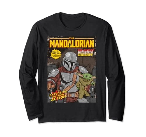 Image of Star Wars Mandalorian & The Child Comic Book Cover Long Sleeve T-Shirt