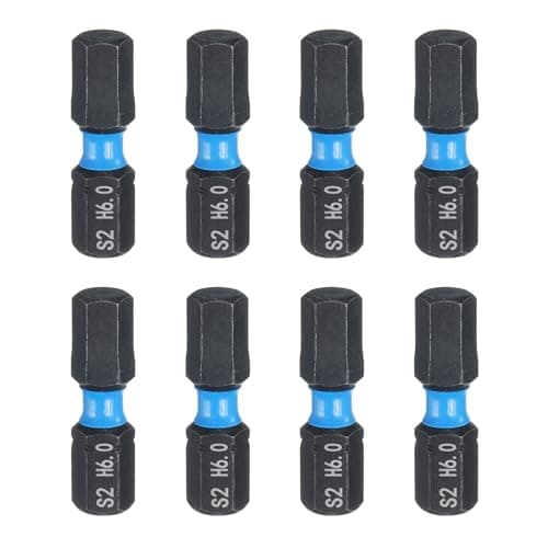 Image of Sourcing Map 8pcs H6.0 Hex Screwdriver Bit Set - 1/4" Hex Shank, 25mm Length, Magnetic, S2 Steel, Industrial Grade, Electric Drill Bits