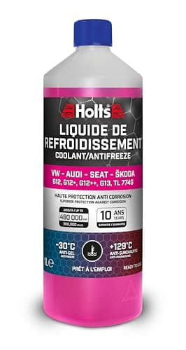 Image of Holts HAFR0005B Antifreeze Coolant for Car VW-Audi-Seat-Skoda G12, G12+, G12++, G13, G12 EVO 10-year 300k mile long life protection to -30°C, Pink, 1 Litre