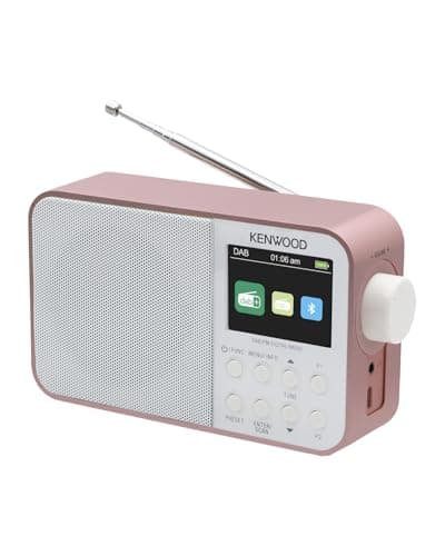 Image of Kenwood CR-M30DAB-R Portable DAB+ Radio with Bluetooth, Built-in Battery & 6.1 cm Colour Display, Rose Gold/White