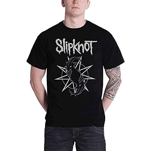 Image of Slipknot Mens T-Shirt Black Goat Star Band Logo Metal Short Sleeve Official-M