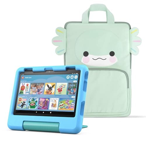 Image of Amazon Fire HD 8 Kids tablet (newest gen), ages 3–7 | 8" HD screen, parental controls, 13-hr battery, 32 GB + Carrying Case for Amazon Kids Tablets
