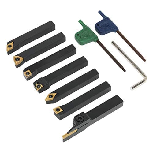 Image of Sealey Sm3025Cs5 Indexable 8Mm Lathe Turning Tool Set 7Pc